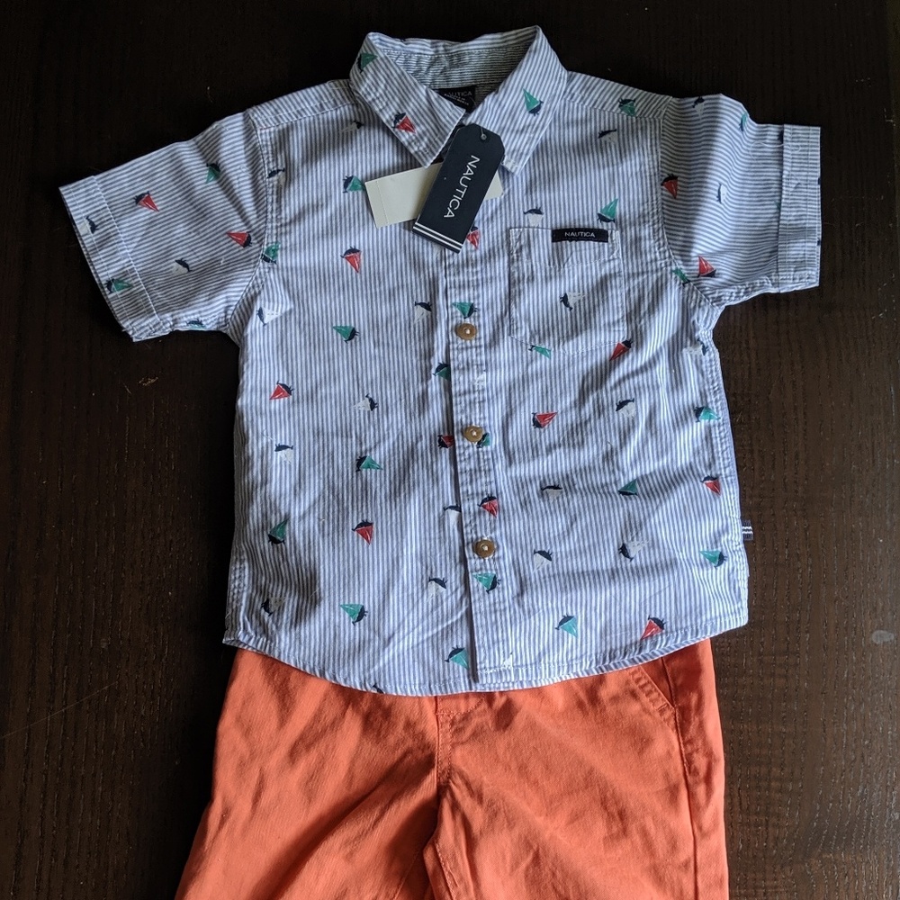 New Nautica 3T 2 Piece set! Button Down and Shorts